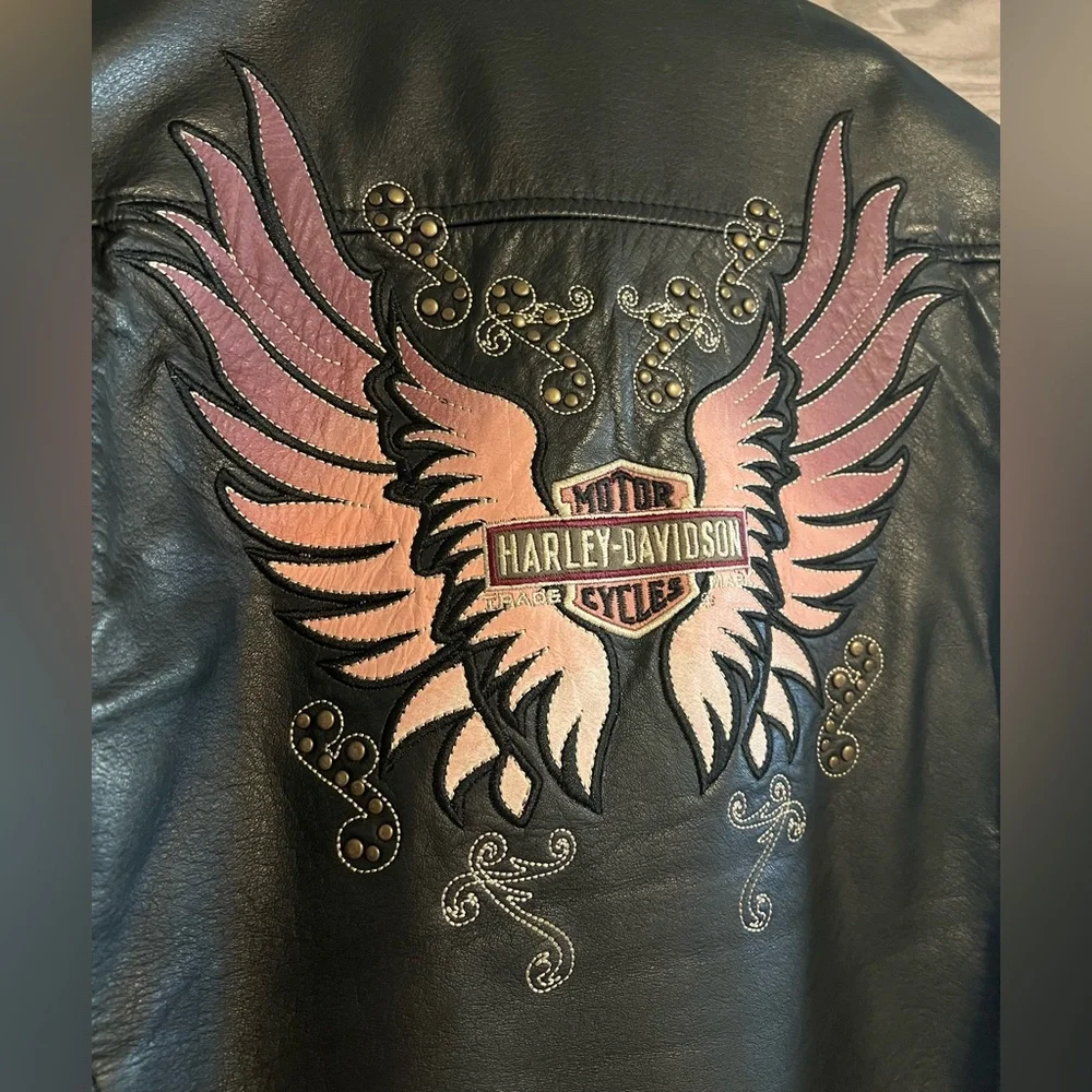 Harley-Davidson Pink Collection Jacket with Pink Wing Design - Picture 3 of 6